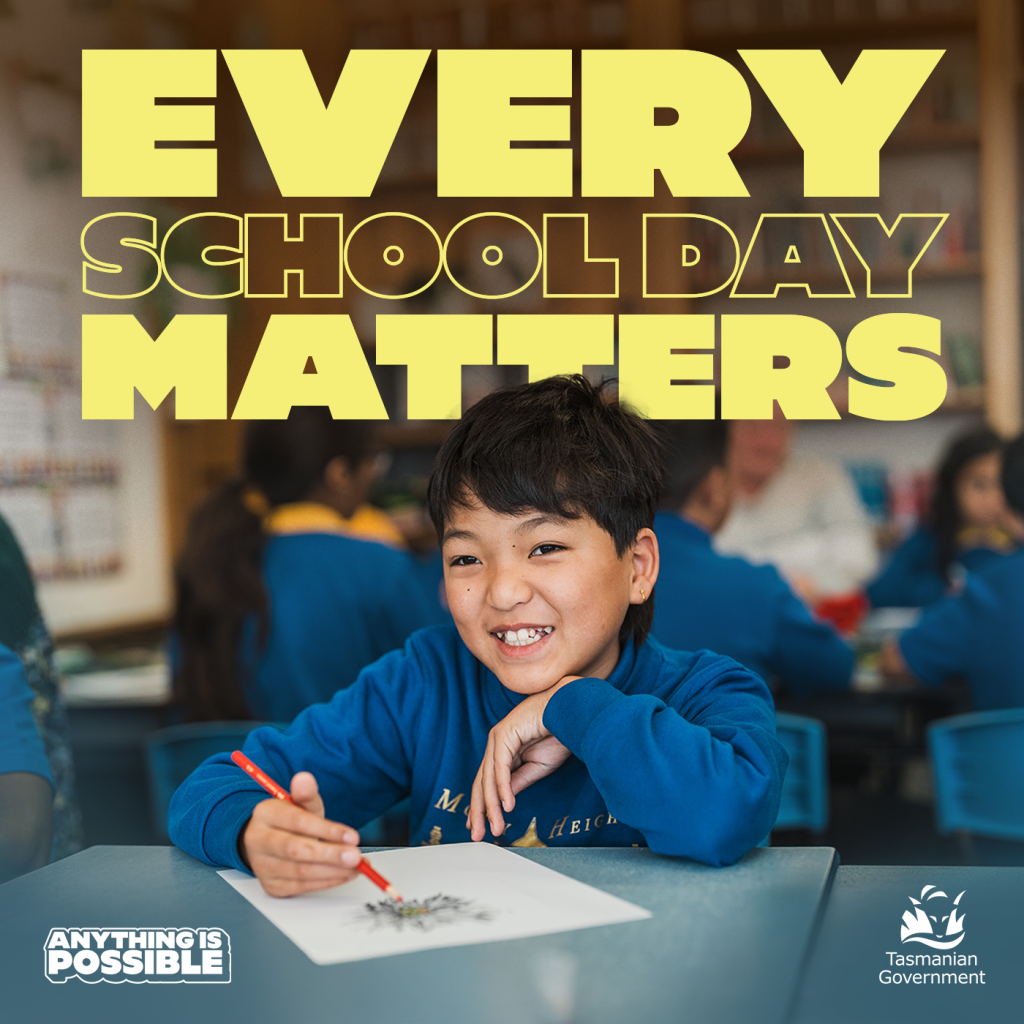 Campaign image with the text Every School Day Matters and a young person drawing. 